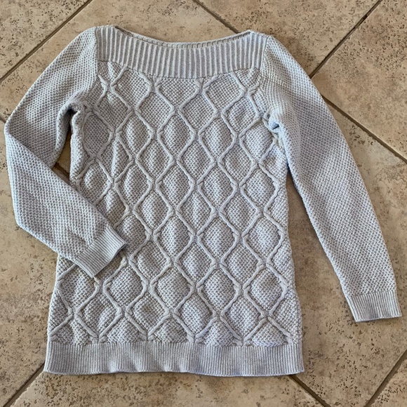 LOFT Sweaters - LOFT Lt Gray Cable Sweater M